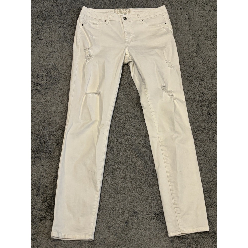 Rewash Brand Womens White Skinny Ankle Distressed Jeans Size 9/29 Stretch Casual